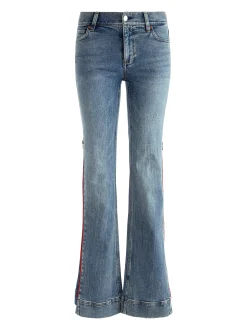 Alice and Olivia REY SIDE ZIPPER WIDE LEG JEAN SADIE LT VINT BLUE/BRT RUBY*FEATURED SHOPS | CLOTHING | CLOTHING
