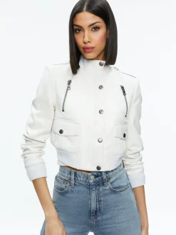 Alice and Olivia RIA VEGAN LEATHER MOTO JACKET OFF WHITE*FEATURED SHOPS | FEATURED SHOPS | CLOTHING