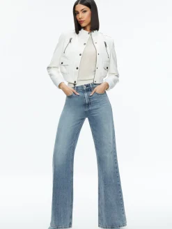 Alice and Olivia RIA VEGAN LEATHER MOTO JACKET OFF WHITE*FEATURED SHOPS | FEATURED SHOPS | CLOTHING