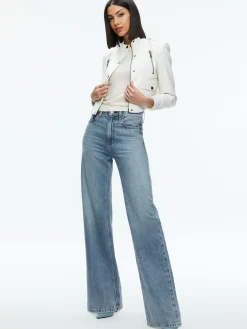 Alice and Olivia RIA VEGAN LEATHER MOTO JACKET OFF WHITE*FEATURED SHOPS | FEATURED SHOPS | CLOTHING