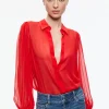 Alice and Olivia ROANNE BLOUSON SLEEVE BUTTON DOWN *CLOTHING