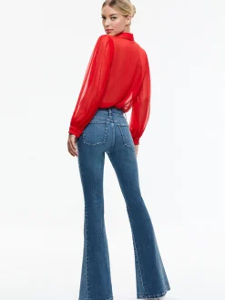 Alice and Olivia ROANNE BLOUSON SLEEVE BUTTON DOWN *CLOTHING