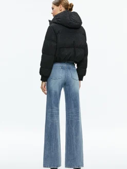 Alice and Olivia ROBENA CRYSTAL EMBELLISHED CROPPED PUFFER BLACK*CLOTHING