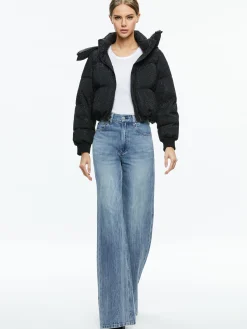 Alice and Olivia ROBENA CRYSTAL EMBELLISHED CROPPED PUFFER BLACK*CLOTHING