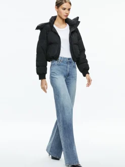 Alice and Olivia ROBENA CRYSTAL EMBELLISHED CROPPED PUFFER BLACK*CLOTHING