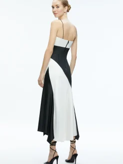 Alice and Olivia ROSA ASYMMETRICAL SLIP DRESS OFF WHITE/BLACK*FEATURED SHOPS | DRESSES | DRESSES | CLOTHING