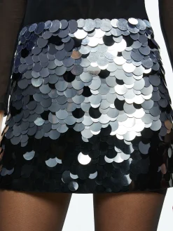 Alice and Olivia RUBI SEQUIN MINI SKIRT SILVER/BLACK*CLOTHING