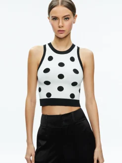 Alice and Olivia RYDEL CROPPED TANK BLACK/SOFT WHITE*CLOTHING