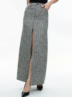 Alice and Olivia RYE TWEED MAXI SKIRT BLACK/OFF WHITE*FEATURED SHOPS | CLOTHING