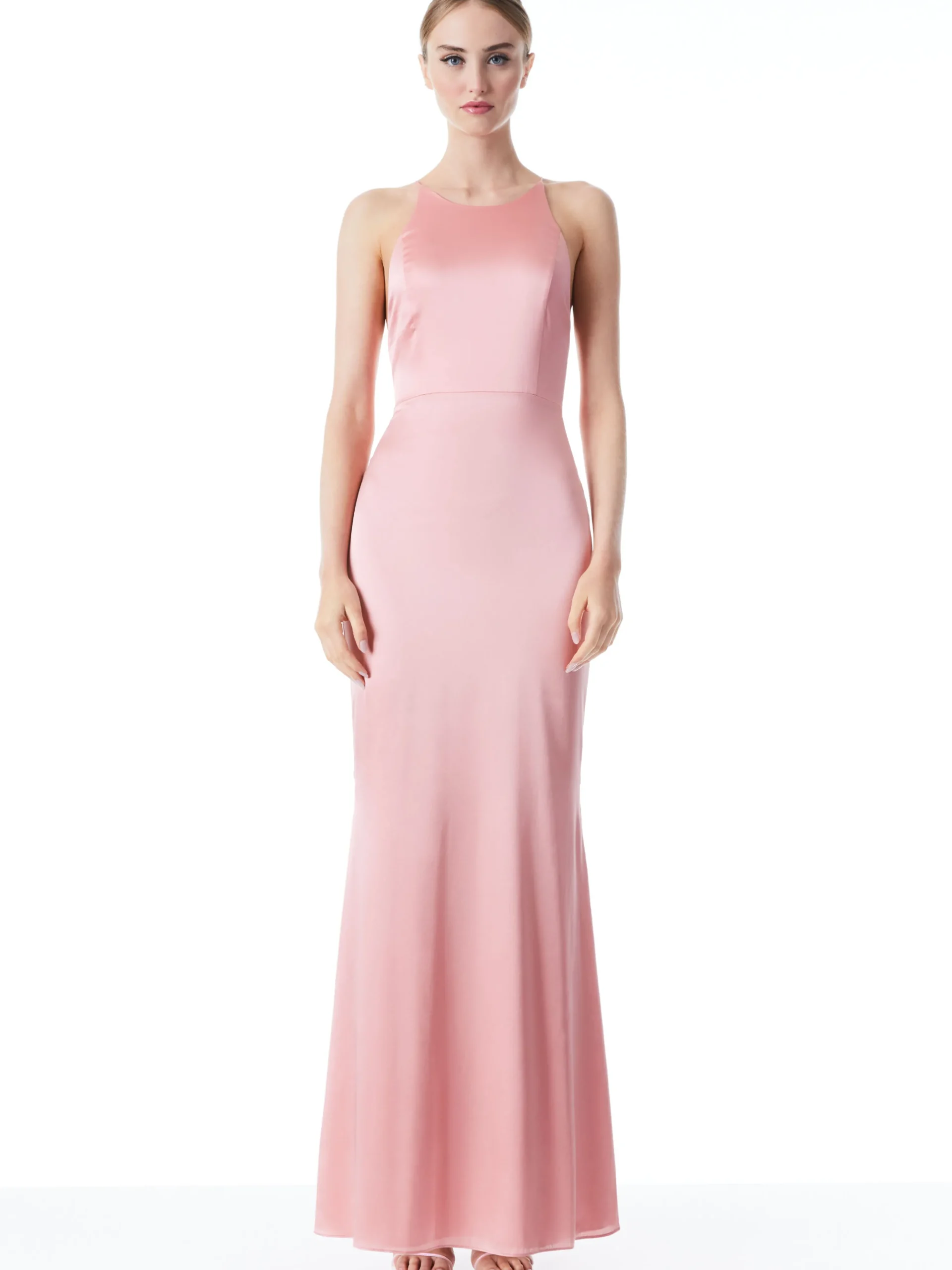 Alice and Olivia SAMIA HALTER NECK FISHTAIL GOWN ROSE*DRESSES | CLOTHING
