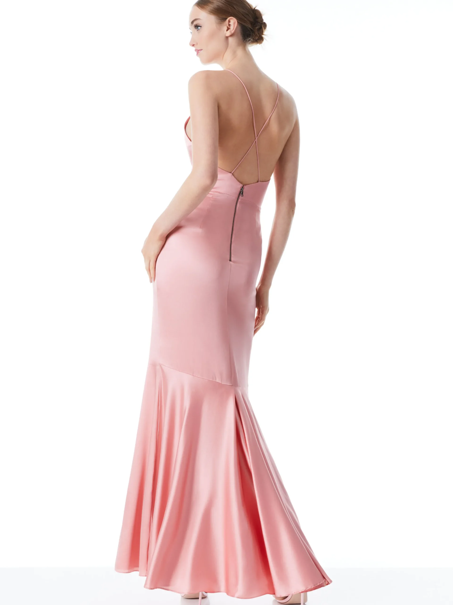 Alice and Olivia SAMIA HALTER NECK FISHTAIL GOWN ROSE*DRESSES | CLOTHING