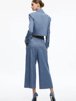 Alice and Olivia SHAN CROPPED CHAMBRAY BLAZER DARK CHAMBRAY*CLOTHING