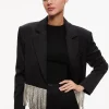 Alice and Olivia SHAN CRYSTAL FRINGE BLAZER BLACK*CLOTHING