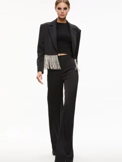Alice and Olivia SHAN CRYSTAL FRINGE BLAZER BLACK*CLOTHING