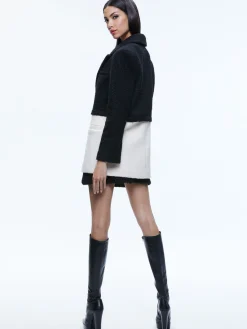 Alice and Olivia SHAN OVERSIZED TWO-FER BLAZER BLACK/ECRU*CLOTHING