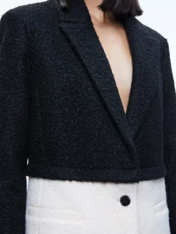 Alice and Olivia SHAN OVERSIZED TWO-FER BLAZER BLACK/ECRU*CLOTHING