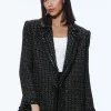 Alice and Olivia SHAN TWEED CHAIN TRIM BLAZER BLACK/GOLD*CLOTHING | CLOTHING