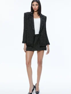Alice and Olivia SHAN TWEED CHAIN TRIM BLAZER + JALEN CHAIN MINI SKIRT *CLOTHING