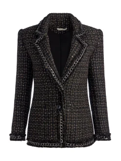 Alice and Olivia SHAN TWEED CHAIN TRIM BLAZER + JALEN CHAIN MINI SKIRT *CLOTHING
