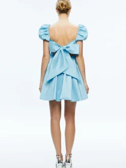 Alice and Olivia SHARILYN BUBBLE SLEEVE TIE BACK MINI DRESS ICE*DRESSES | CLOTHING