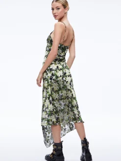 Alice and Olivia SHAWNA ASYMMETRICAL SLIP DRES MOONLIGHT FLORAL*DRESSES | DRESSES | CLOTHING