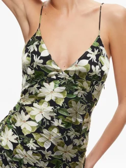 Alice and Olivia SHAWNA ASYMMETRICAL SLIP DRES MOONLIGHT FLORAL*DRESSES | DRESSES | CLOTHING