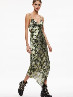 Alice and Olivia SHAWNA ASYMMETRICAL SLIP DRES MOONLIGHT FLORAL*DRESSES | DRESSES | CLOTHING