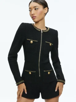 Alice and Olivia SHILOH GOLD ZIPPER ROMPER BLACK*FEATURED SHOPS | FEATURED SHOPS | FEATURED SHOPS | CLOTHING