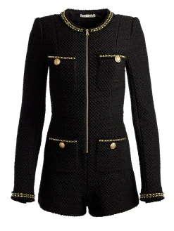 Alice and Olivia SHILOH GOLD ZIPPER ROMPER BLACK*FEATURED SHOPS | FEATURED SHOPS | FEATURED SHOPS | CLOTHING