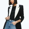 Alice and Olivia SILVIE FITTED BLAZER BLACK/ECRU*CLOTHING | CLOTHING