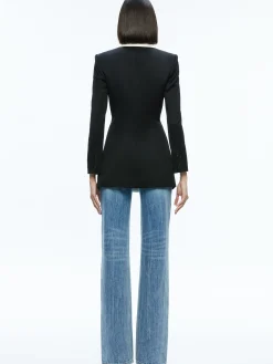 Alice and Olivia SILVIE FITTED BLAZER BLACK/ECRU*CLOTHING | CLOTHING