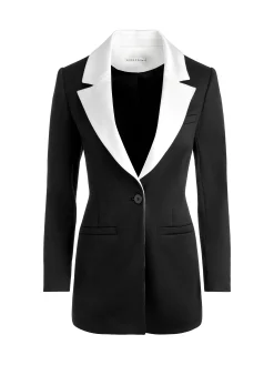 Alice and Olivia SILVIE FITTED BLAZER BLACK/ECRU*CLOTHING | CLOTHING