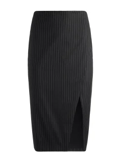 Alice and Olivia SIOBHAN FRONT WRAP MIDI SKIRT BLACK PINSTRIPE*FEATURED SHOPS | CLOTHING | CLOTHING