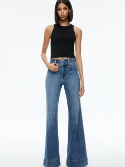 Alice and Olivia SOLEIL OPEN SIDE TANK BLACK*CLOTHING