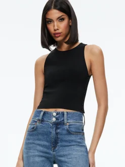 Alice and Olivia SOLEIL OPEN SIDE TANK BLACK*CLOTHING