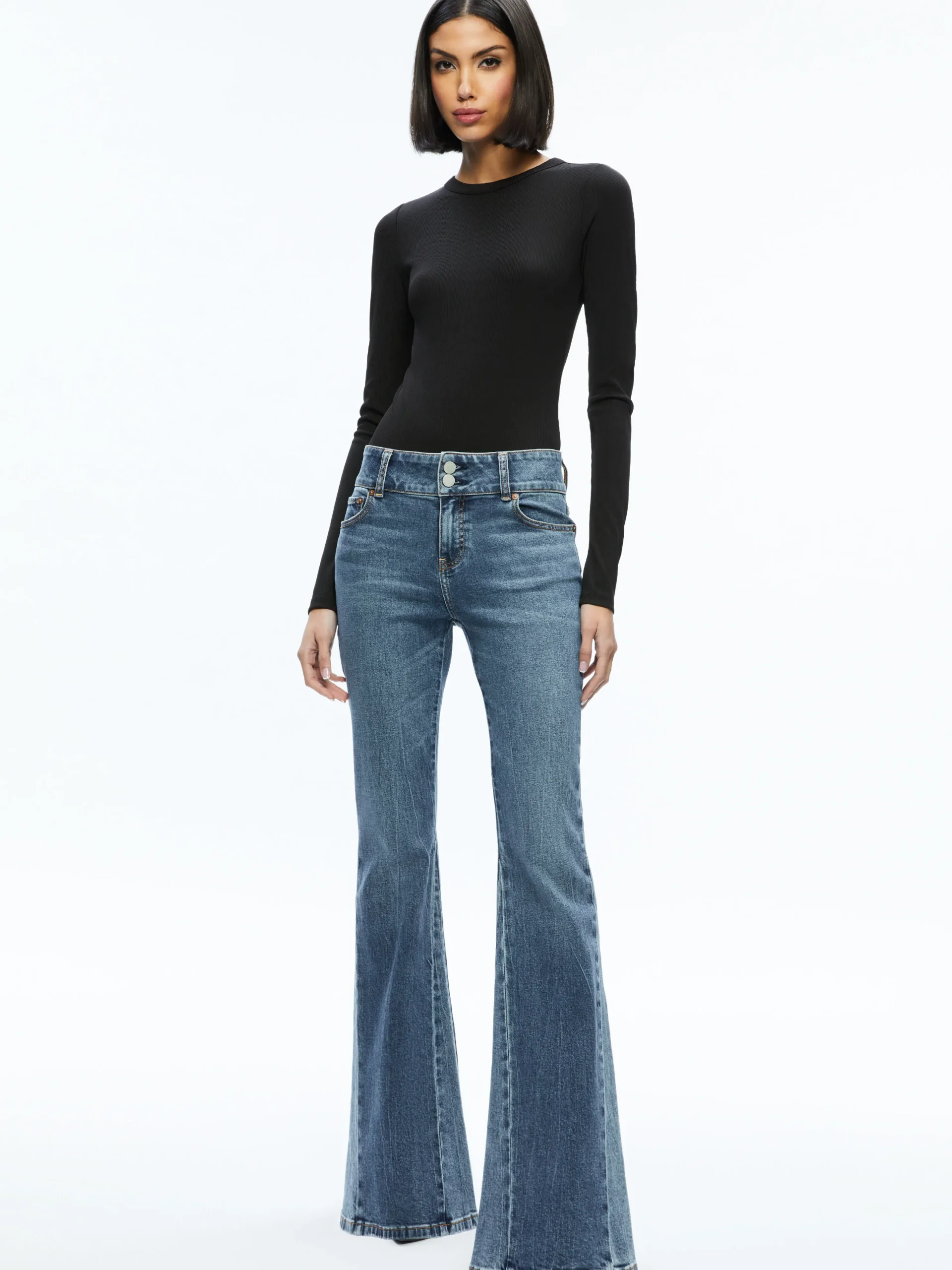 Alice and Olivia STACEY GODET BELL FLARE JEAN TRUE BLUES DARK*FEATURED SHOPS | FEATURED SHOPS | FEATURED SHOPS | FEATURED SHOPS | CLOTHING | CLOTHING | CLOTHING
