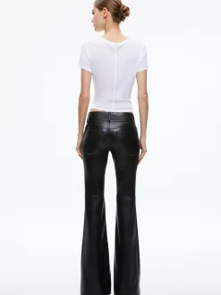 Alice and Olivia STACEY VEGAN LEATHER BELL BOTTOM BLACK*FEATURED SHOPS | CLOTHING
