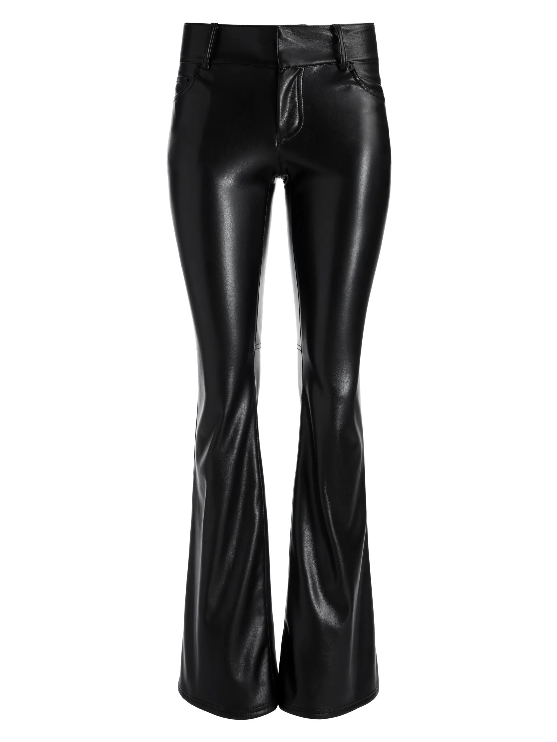 Alice and Olivia STACEY VEGAN LEATHER BELL BOTTOM BLACK*FEATURED SHOPS | CLOTHING