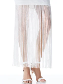 Alice and Olivia STEPH TWIST NECK FRINGE DRESS OFF WHITE*DRESSES | CLOTHING