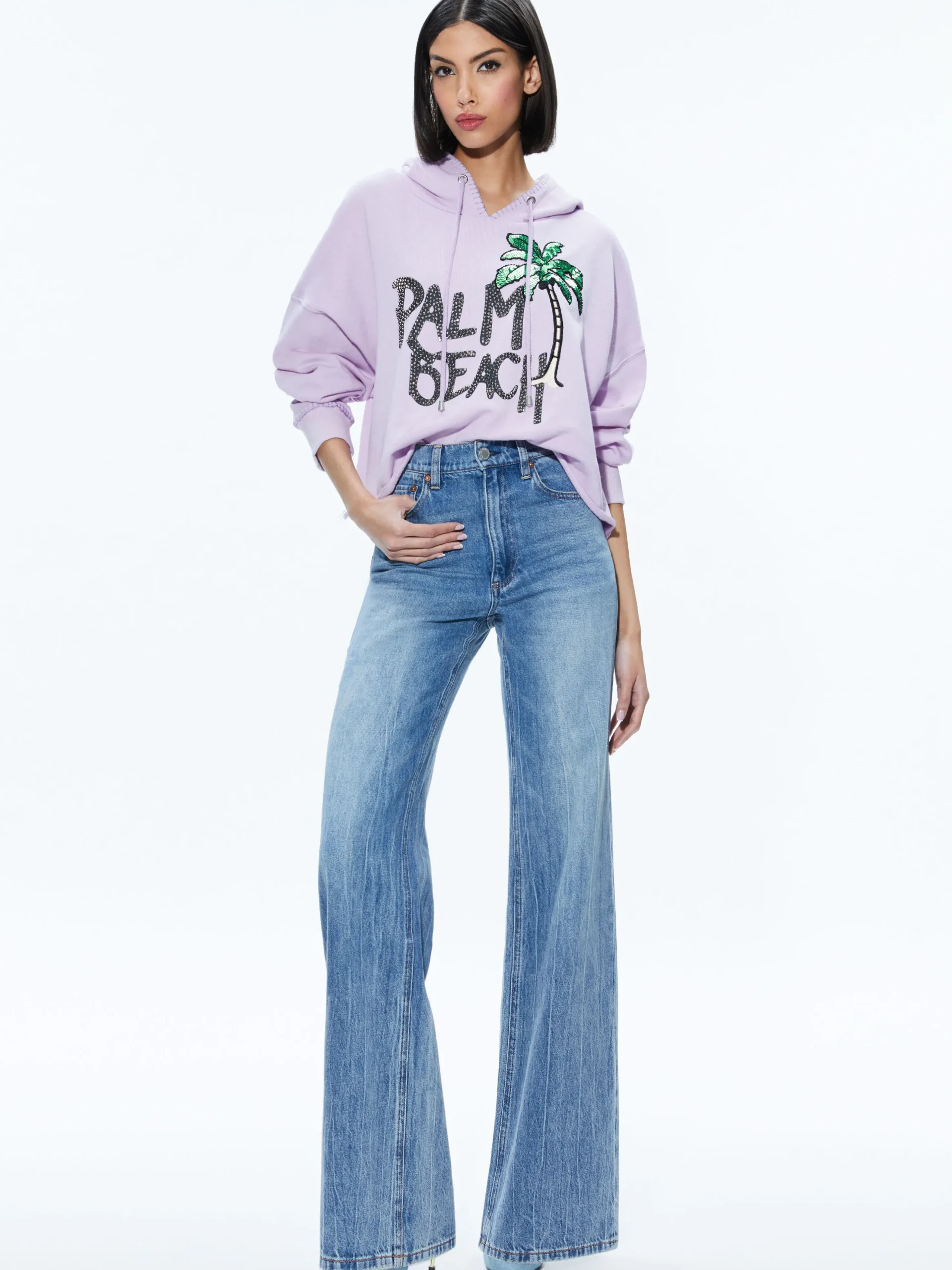 Alice and Olivia SUNNY BOXY CROPPED HOODIE LAVENDER*CLOTHING | CLOTHING