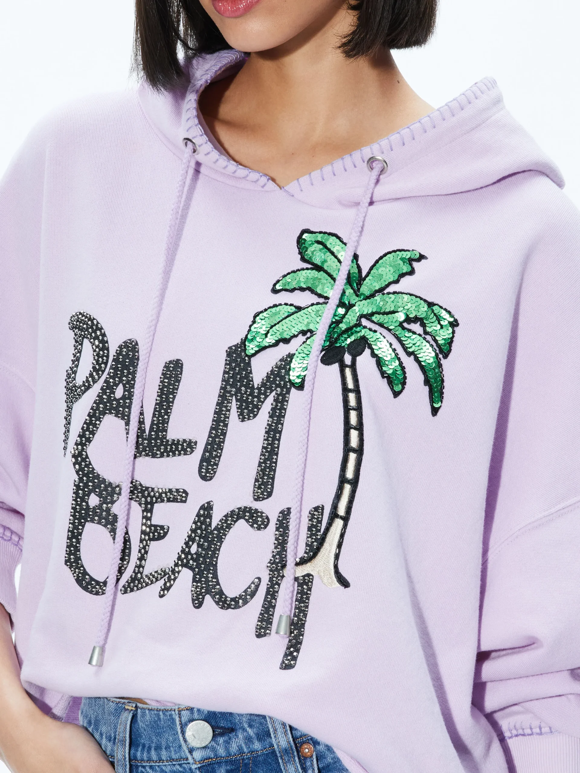 Alice and Olivia SUNNY BOXY CROPPED HOODIE LAVENDER*CLOTHING | CLOTHING