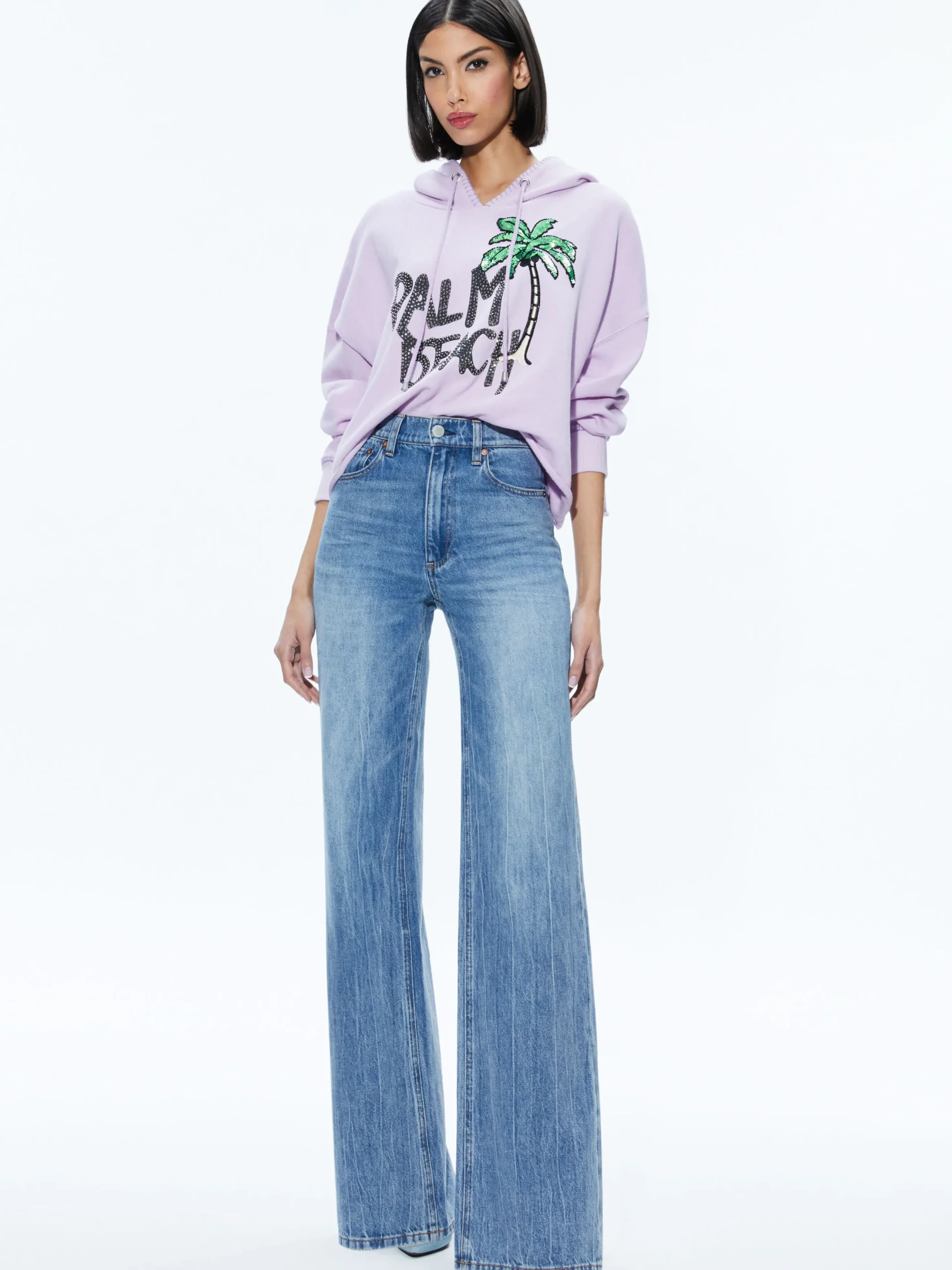 Alice and Olivia SUNNY BOXY CROPPED HOODIE LAVENDER*CLOTHING | CLOTHING
