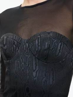 Alice and Olivia TAKAKO MESH CREW NECK MINI DRESS BLACK*DRESSES | CLOTHING