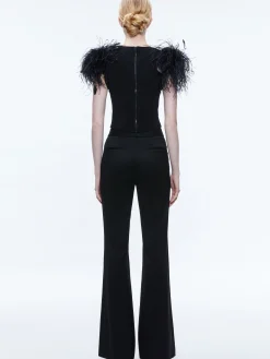 Alice and Olivia TAMICA FEATHER DETAIL TOP *CLOTHING