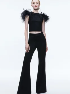 Alice and Olivia TAMICA FEATHER DETAIL TOP *CLOTHING