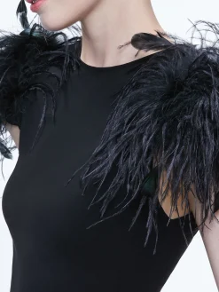 Alice and Olivia TAMICA FEATHER DETAIL TOP *CLOTHING