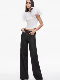 Alice and Olivia TAMICA FEATHER DETAIL TOP *CLOTHING