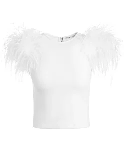 Alice and Olivia TAMICA FEATHER DETAIL TOP *CLOTHING