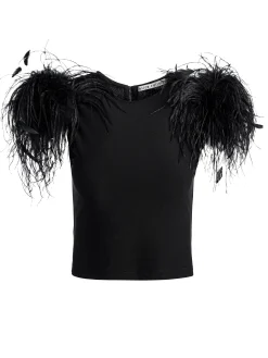 Alice and Olivia TAMICA FEATHER DETAIL TOP *CLOTHING