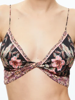 Alice and Olivia TAY TWIST FRONT BRALETTE CANOPY TILE BLACK*CLOTHING